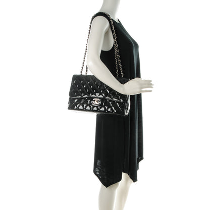 Chanel Distressed Patent Quilted Jumbo Single Flap Black 2 of 8