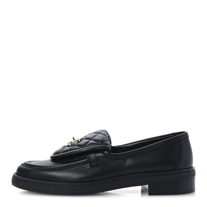 Chanel Lambskin Quilted CC Turnlock Loafers 38 Black 1 of 11