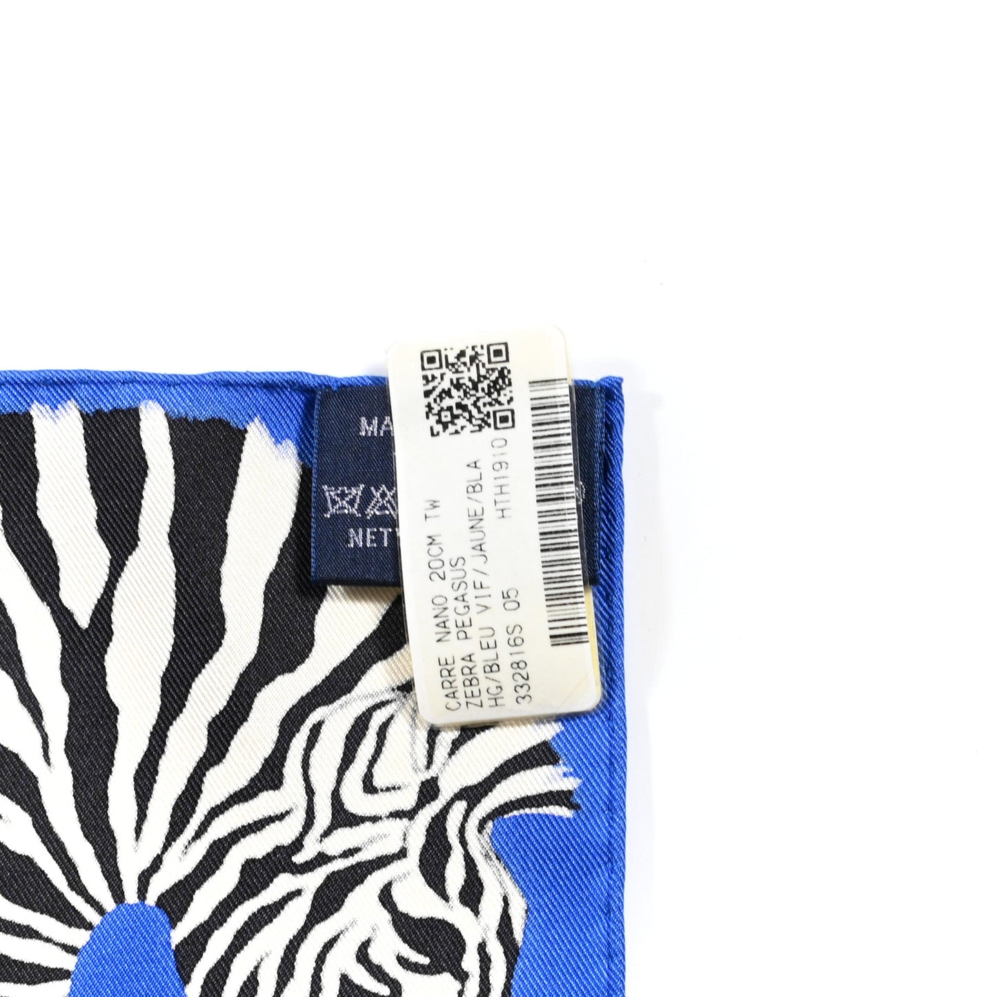 Silk Zebra Pegasus Nano Scarf 20 Bleu Vif Jaune White