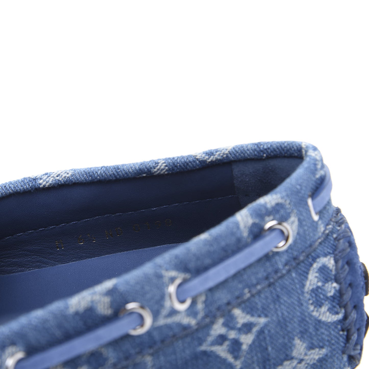 Monogram Denim Mens Arizona Car Shoe Moccasin Loafers 6.5 Blue