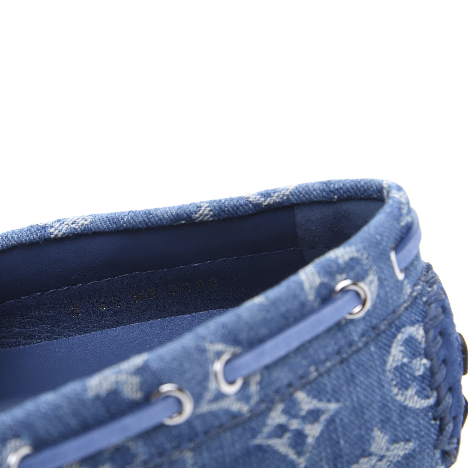 Louis Vuitton Monogram Denim Mens Arizona Car Shoe Moccasin Loafers 6.5 Blue 9 of 9