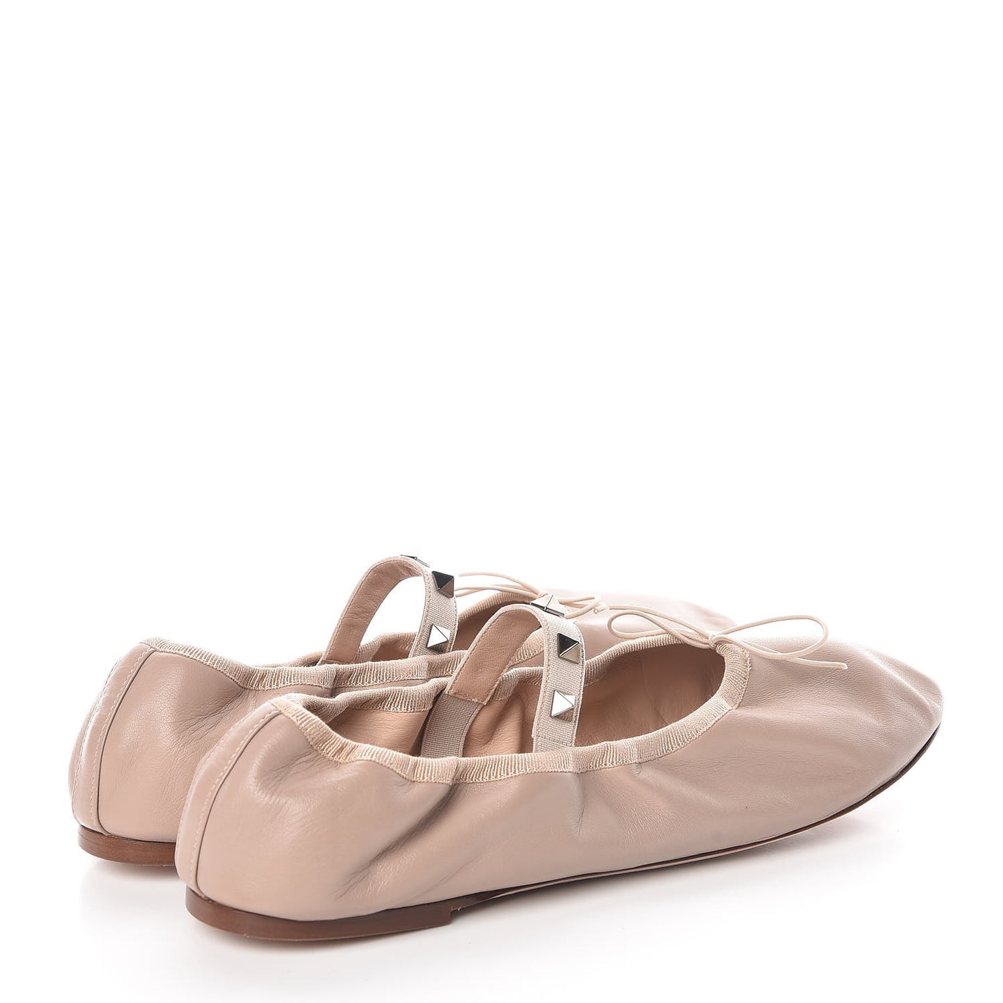 Nappa Rockstud Cross Strap Ballerina Flat 39.5 Poudre Beige