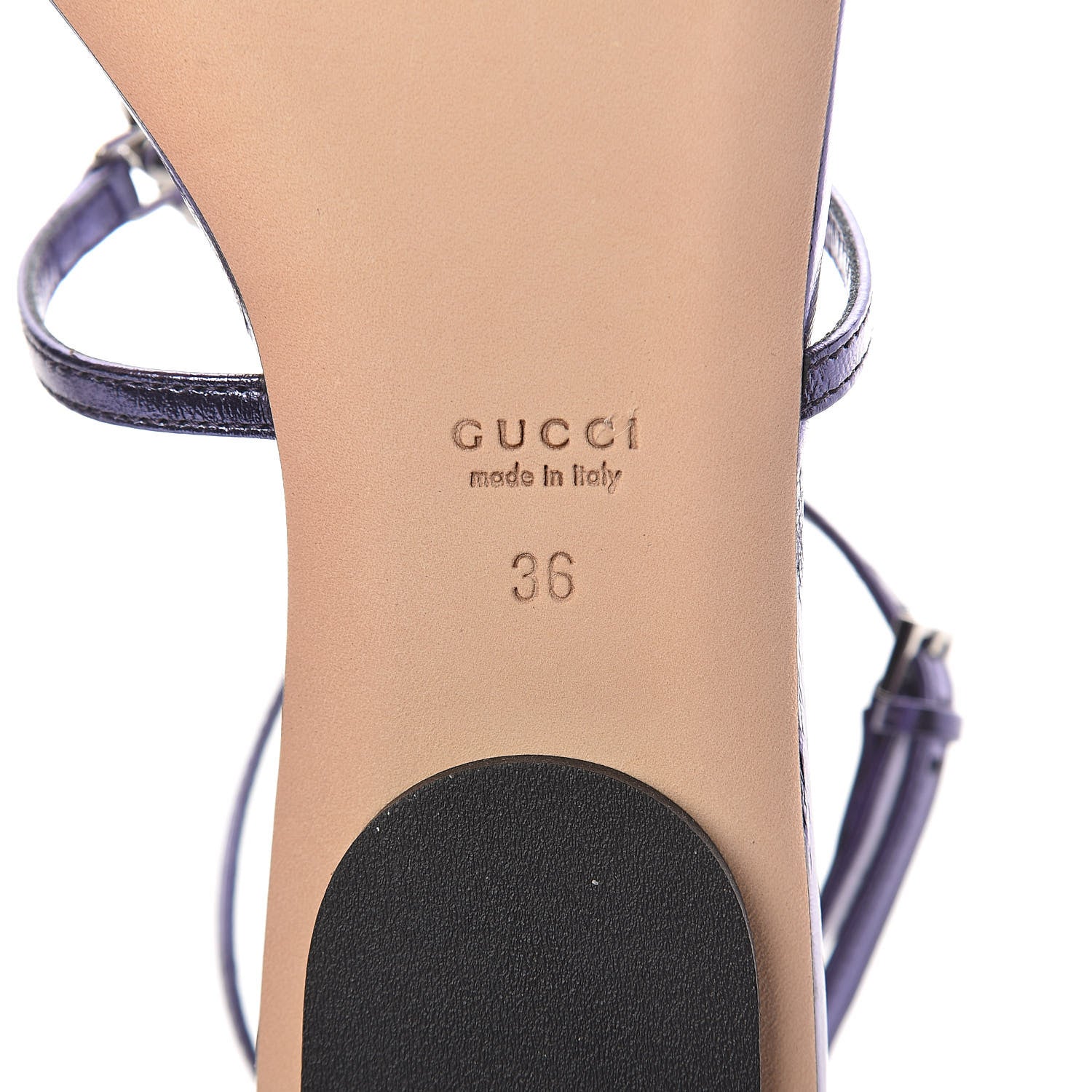 Gucci Metallic Nappa Crystal GG Thong Sandals 36 Purple 6 of 8