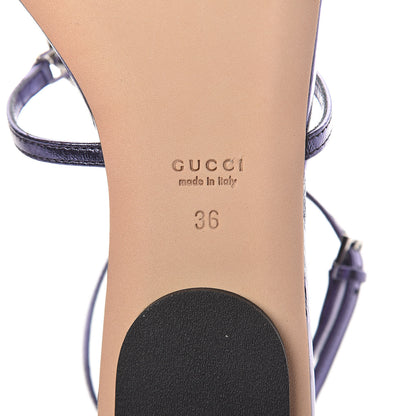 Gucci Metallic Nappa Crystal GG Thong Sandals 36 Purple 6 of 8