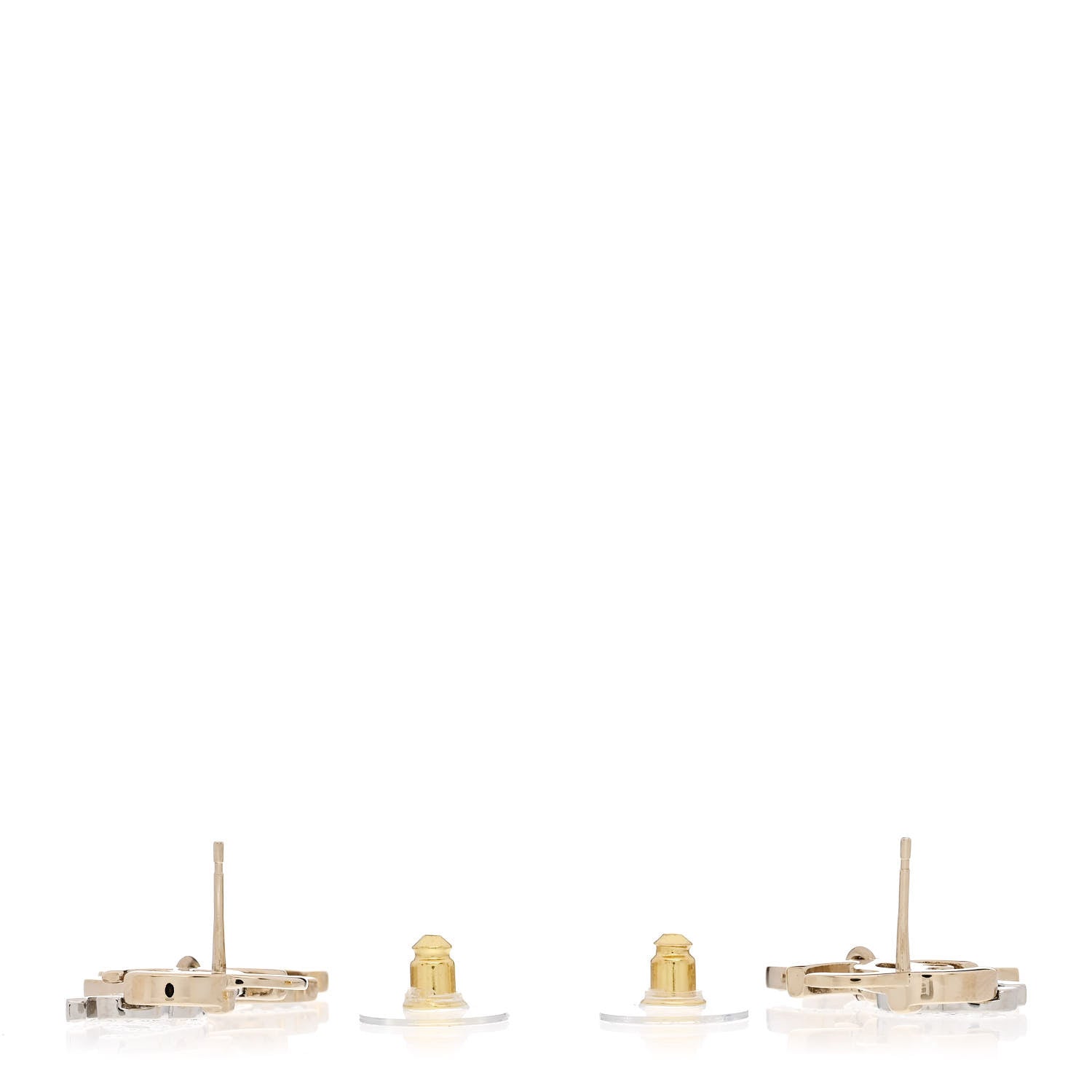 Chanel Crystal Pearl Double CC Drop Earrings Gold Silver 3 of 5
