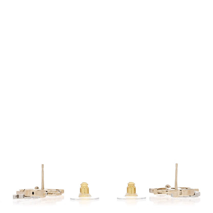 Chanel Crystal Pearl Double CC Drop Earrings Gold Silver 3 of 5