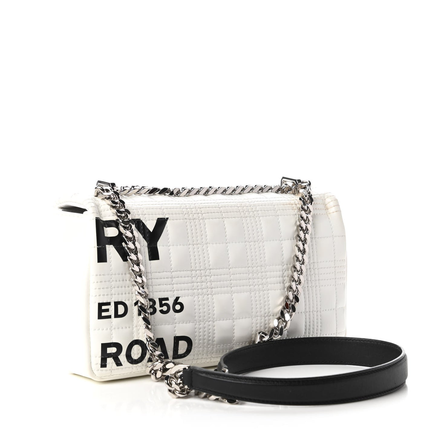 Patent Quilted Horseferry Print Small Lola Bag White