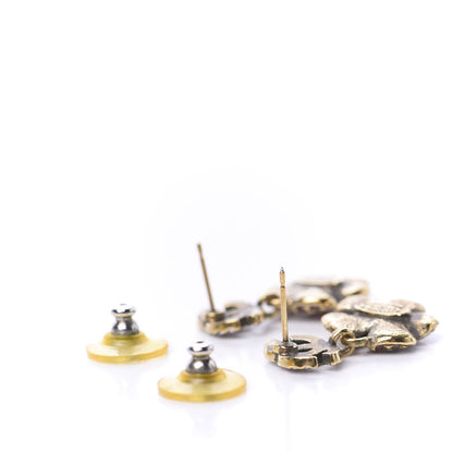 Chanel Crystal CC Flower Drop Earrings Gold Purple 3 of 6