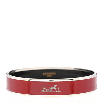 Hermes Enamel Printed Narrow Caleche Bracelet 62 Rouge H 1 of 6