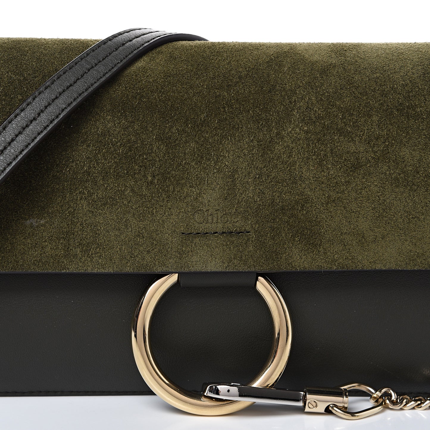 Suede Calfskin Small Faye Shoulder Bag Deep Forest