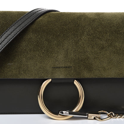 Chloe Suede Calfskin Small Faye Shoulder Bag Deep Forest 7 of 12