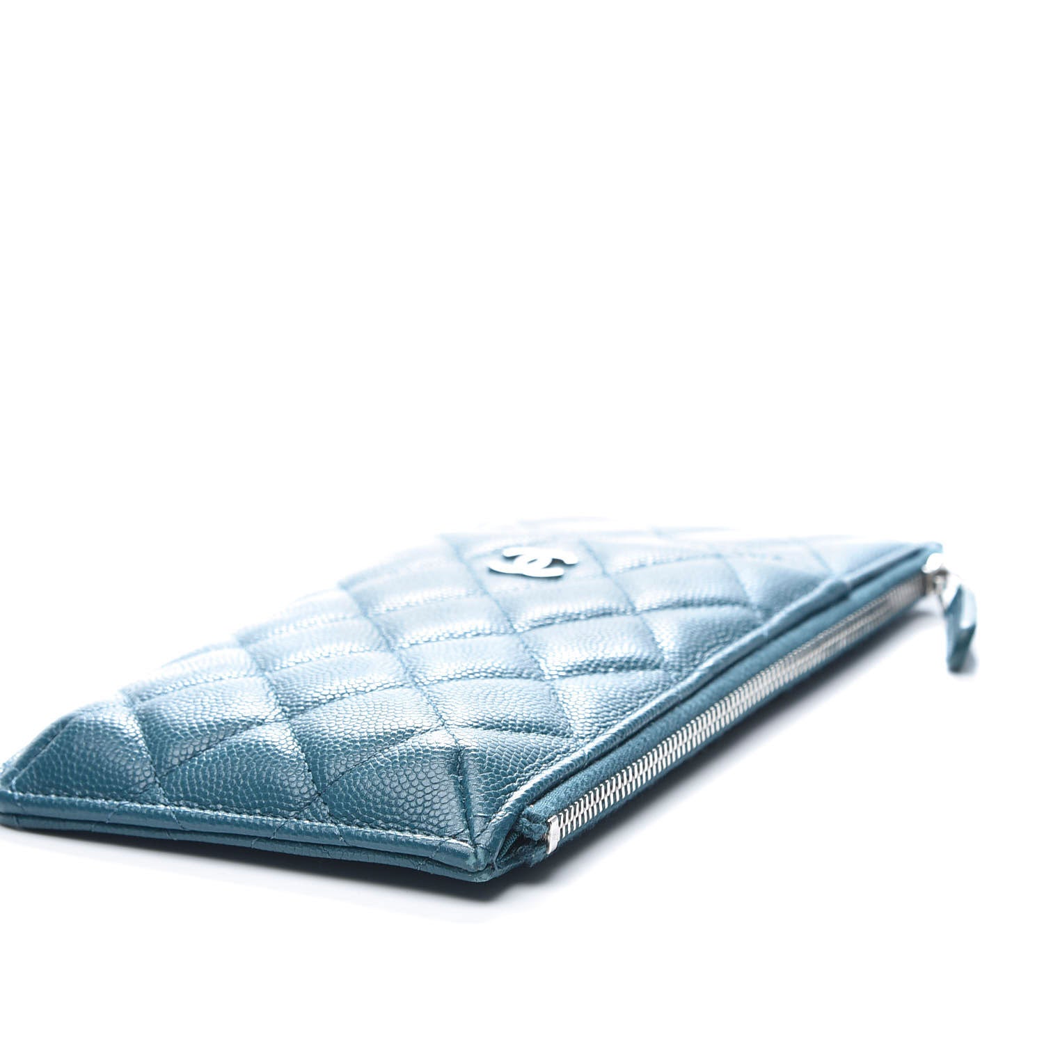 Chanel Caviar Quilted Classic Flat Wallet Pouch Dark Turquoise 9 of 10