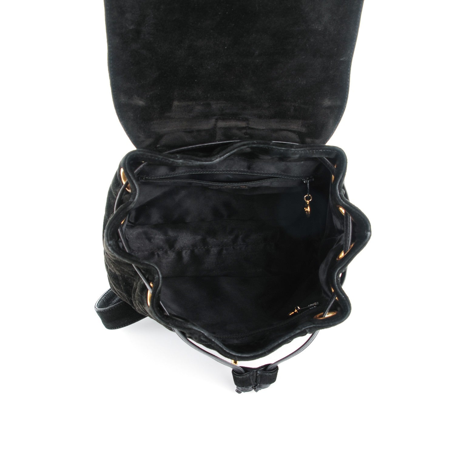 Chanel Suede Quilted Drawstring Backpack Black 5 of 11