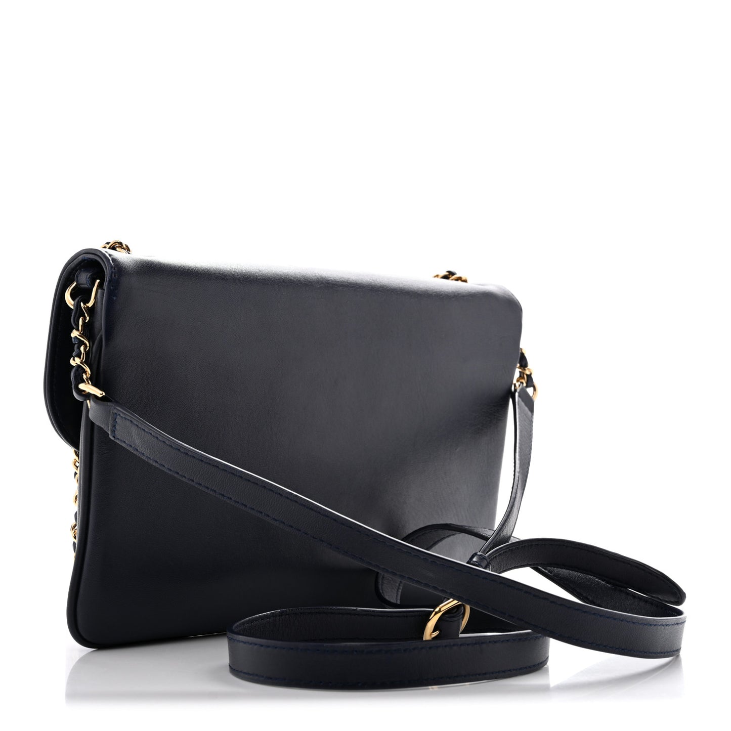 Lambskin Quilted Large CC Unchained Crossbody Navy