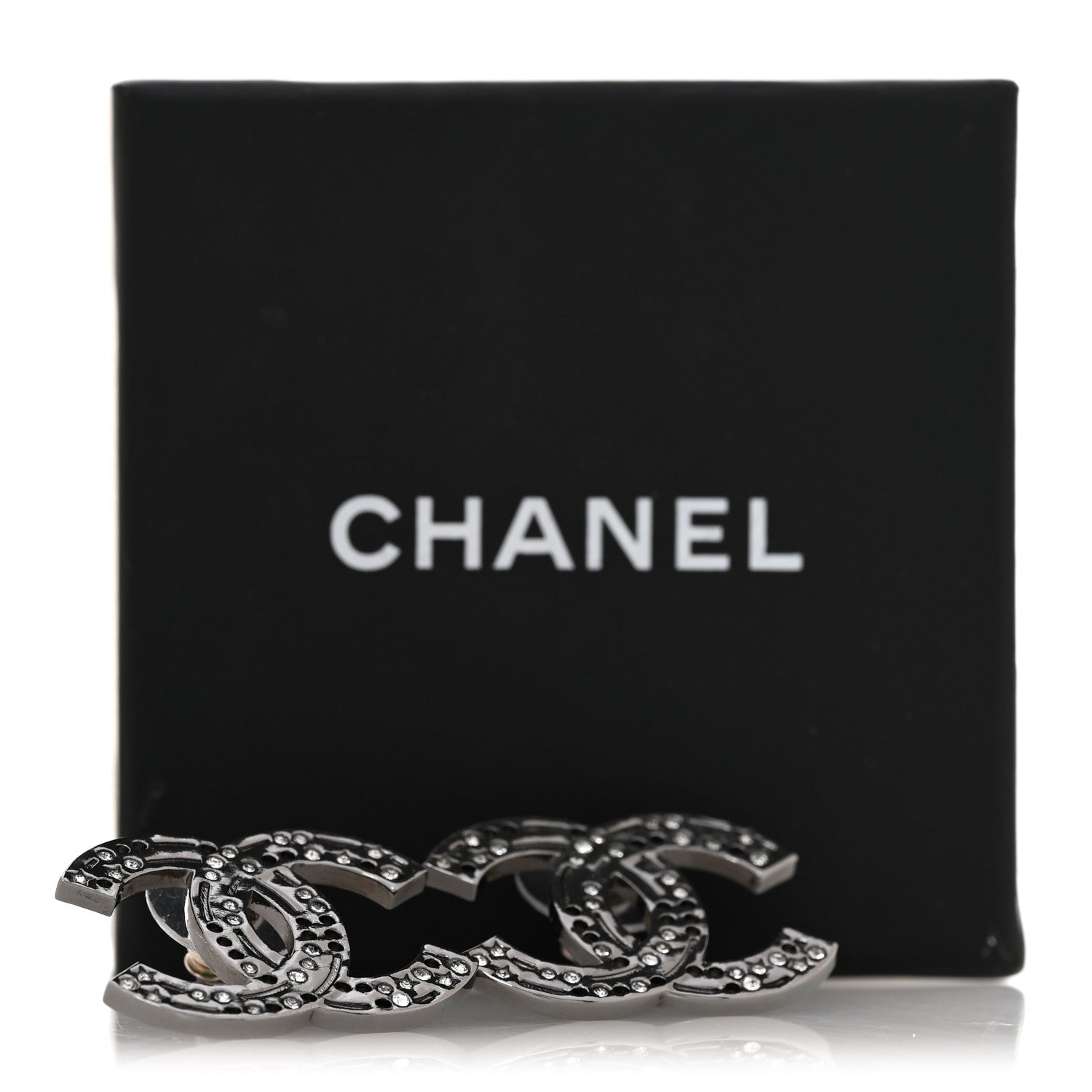 Chanel Ruthenium Crystal Star CC Earrings 6 of 6