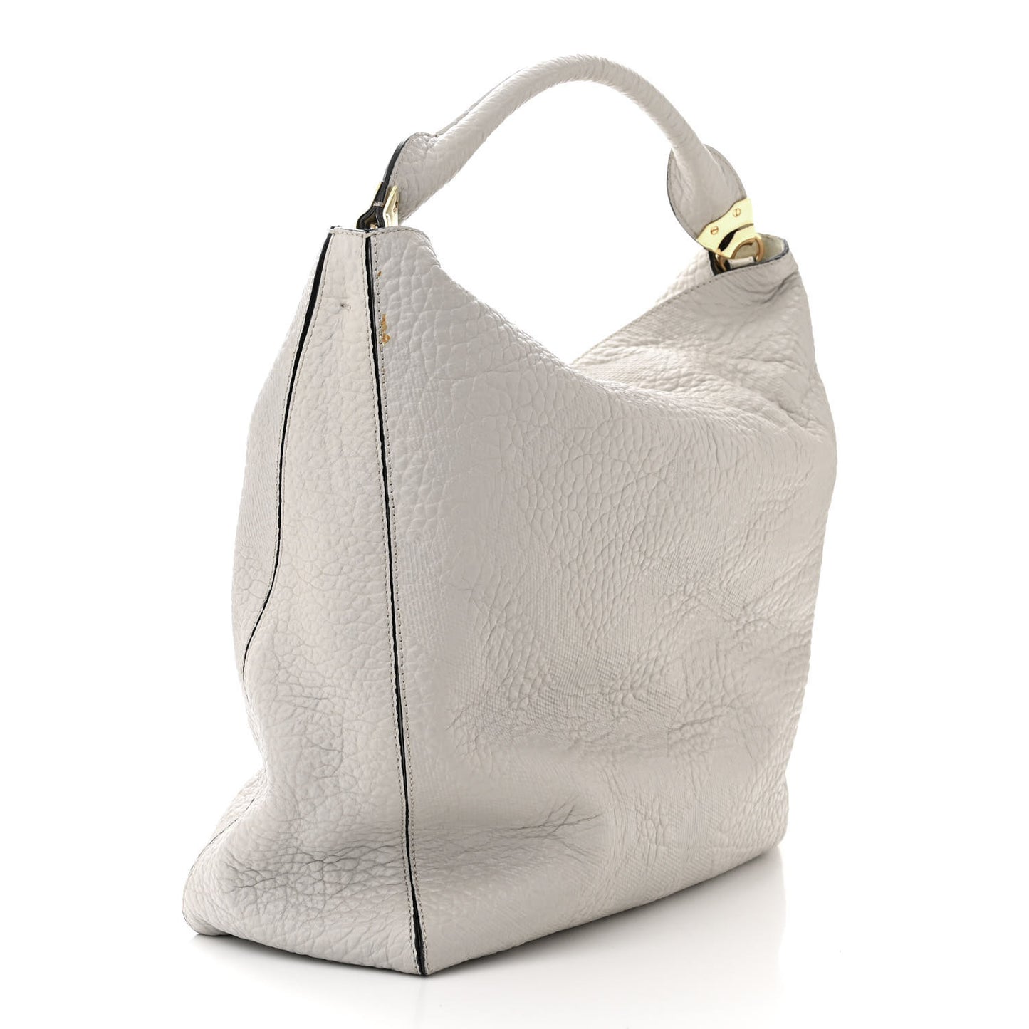 Heritage Grain Check Embossed Medium Lindburn Hobo Stone White