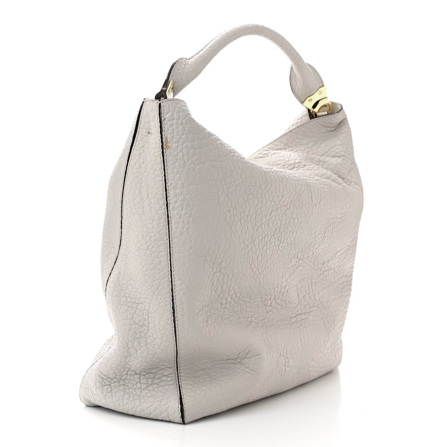 Burberry Heritage Grain Check Embossed Medium Lindburn Hobo Stone White 3 of 14