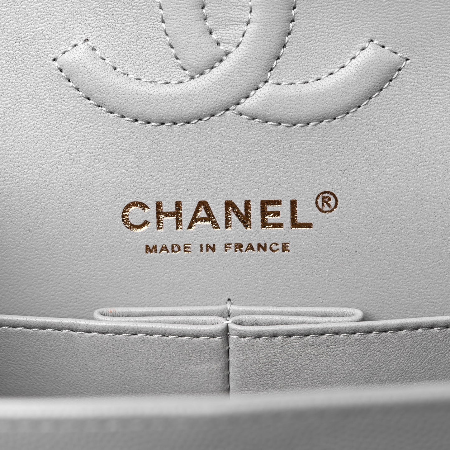 Caviar Quilted Small Double Flap Grey