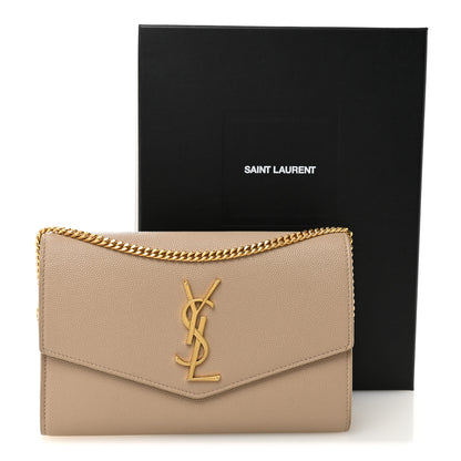 Saint Laurent Grain De Poudre Monogram Uptown Chain Wallet Dark Beige 10 of 10
