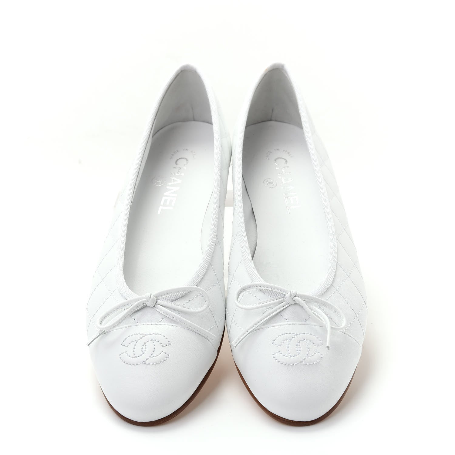 Chanel Lambskin Quilted Cap Toe Ballerina Flats 40 White 5 of 11