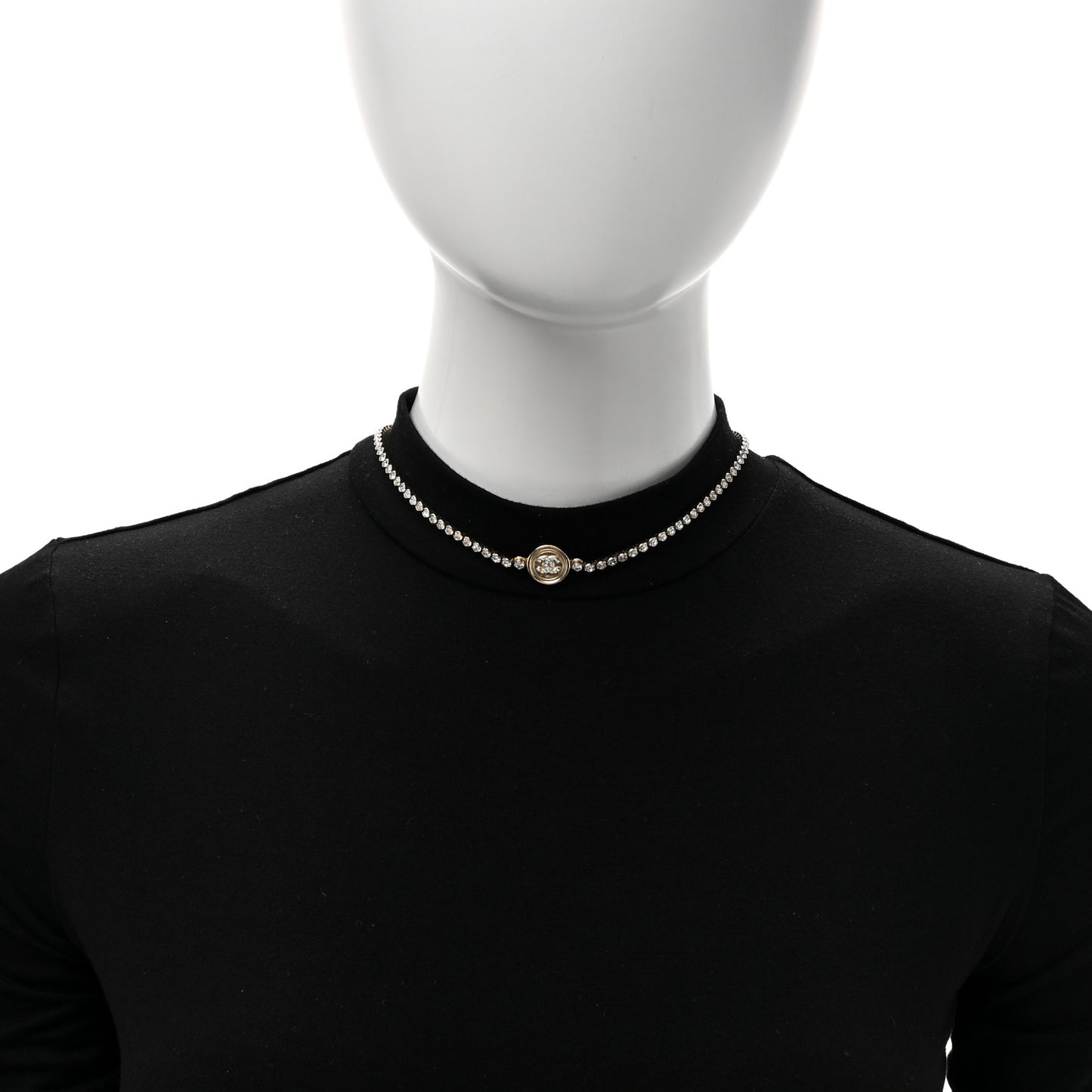 Crystal Pearl CC Choker Necklace Gold