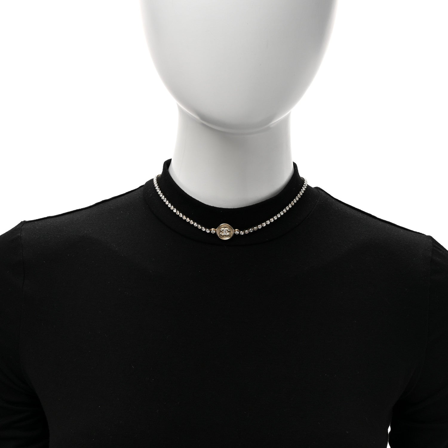Chanel Crystal Pearl CC Choker Necklace Gold 2 of 5
