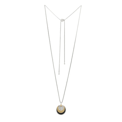 David Yurman Sterling Silver 18K Yellow Gold Diamond Black Onyx Mother of Pearl DY Elements Convertible Pendant Necklace 3 of 6