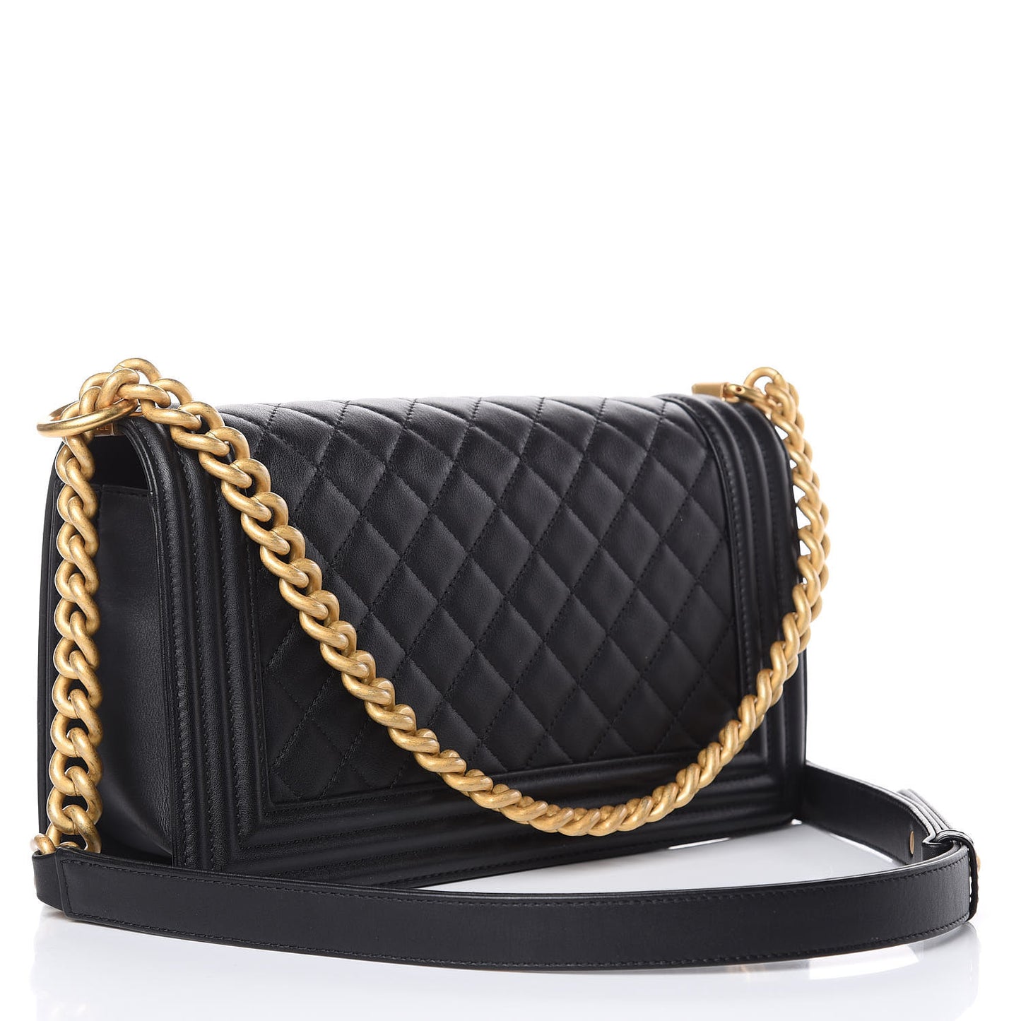 Calfskin Quilted Medium Boy Flap Black