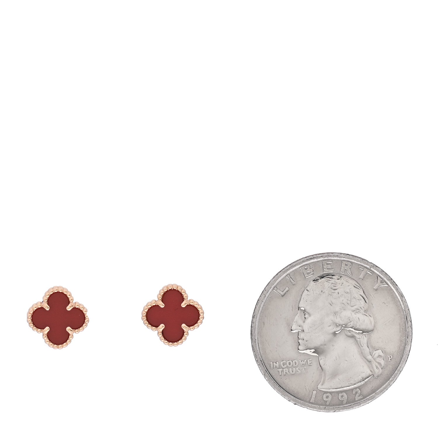 Van Cleef & Arpels 18K Rose Gold Carnelian Sweet Alhambra Earrings 2 of 6