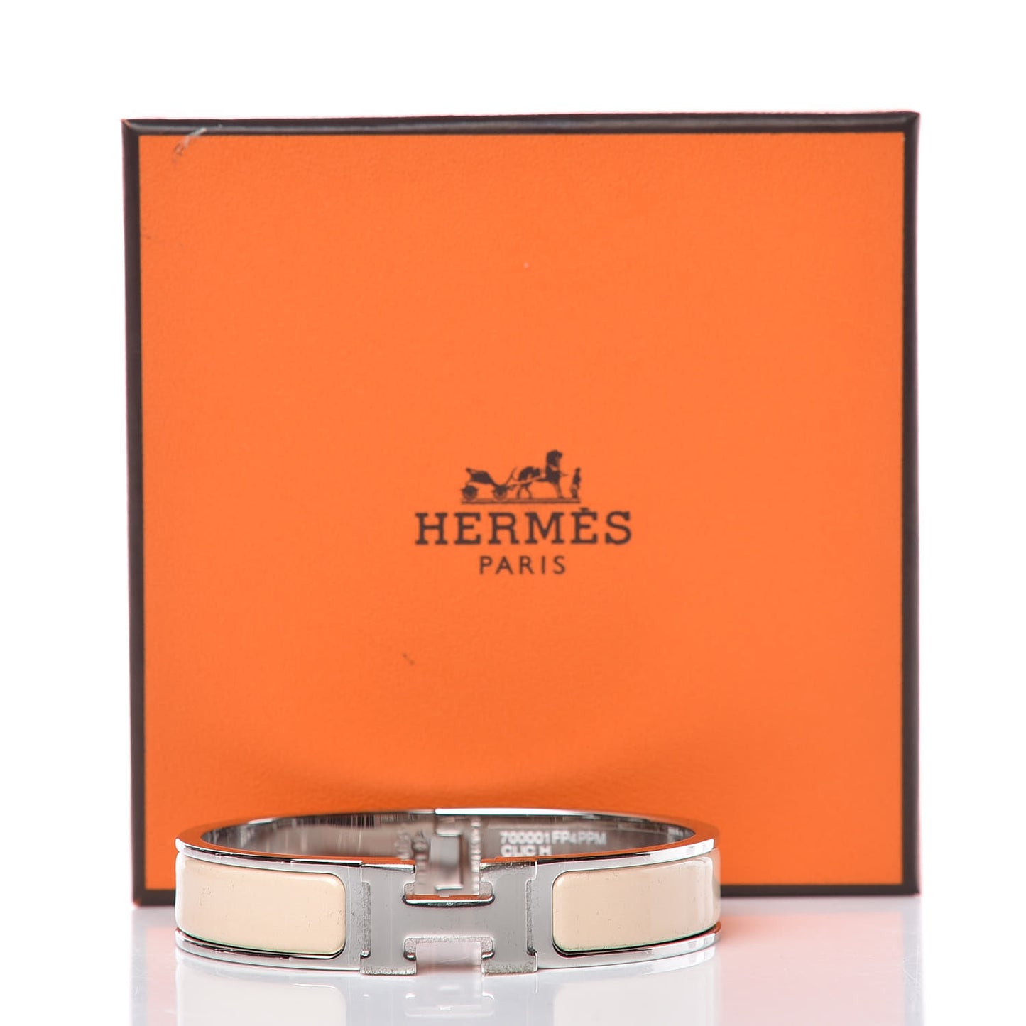 Narrow Enamel Clic Clac H Bracelet PM Beige Nacre