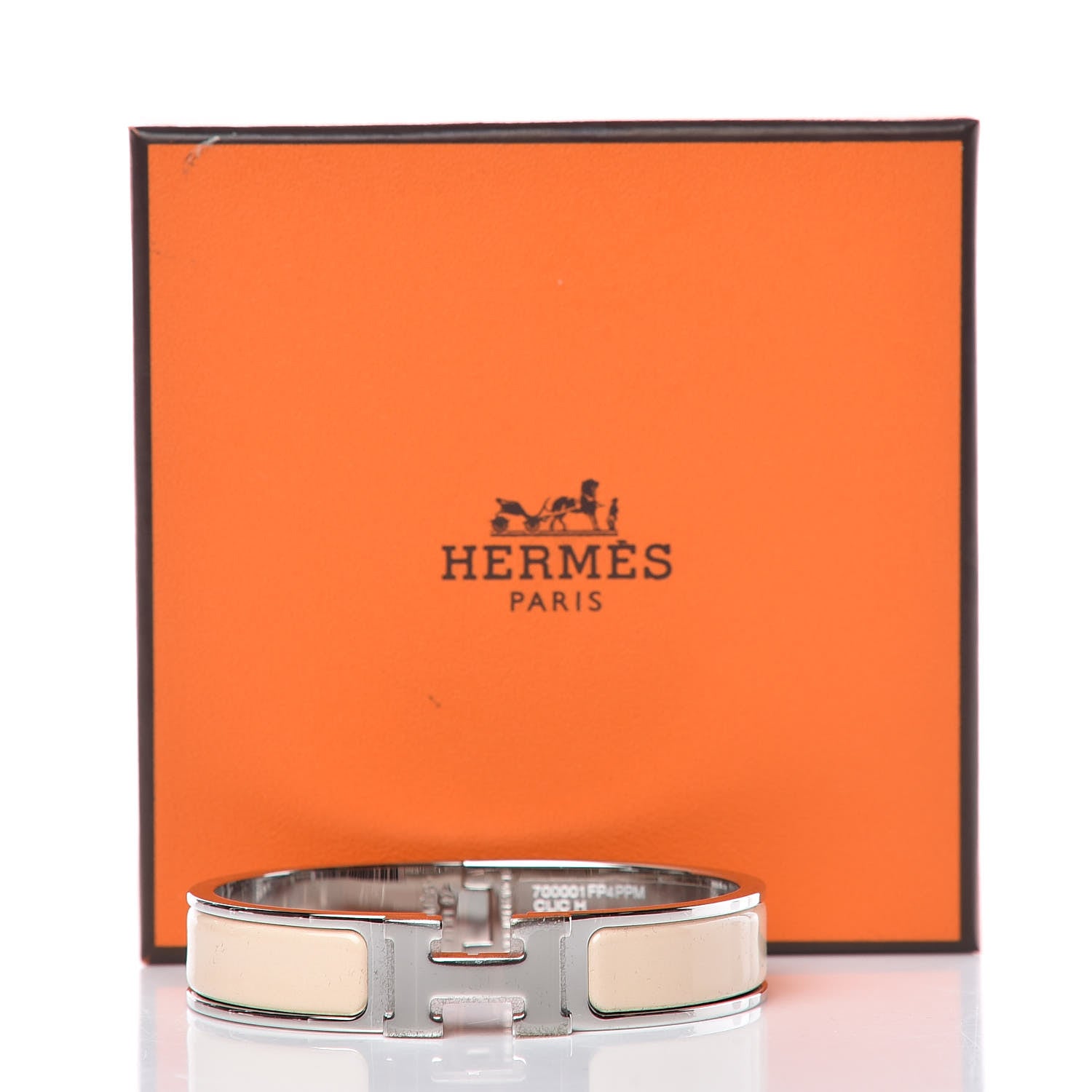 Hermes Narrow Enamel Clic Clac H Bracelet PM Beige Nacre 6 of 6