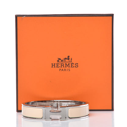 Hermes Narrow Enamel Clic Clac H Bracelet PM Beige Nacre 6 of 6