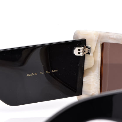 Gucci Acetate Rectangular Flap GG0543S Sunglasses White Black 6 of 8