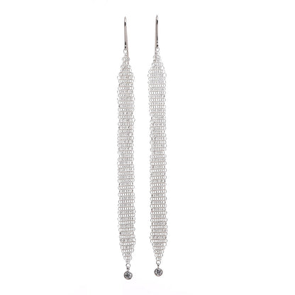 Tiffany Sterling Silver Diamond Elsa Peretti Mesh Tassel Earrings 1 of 4