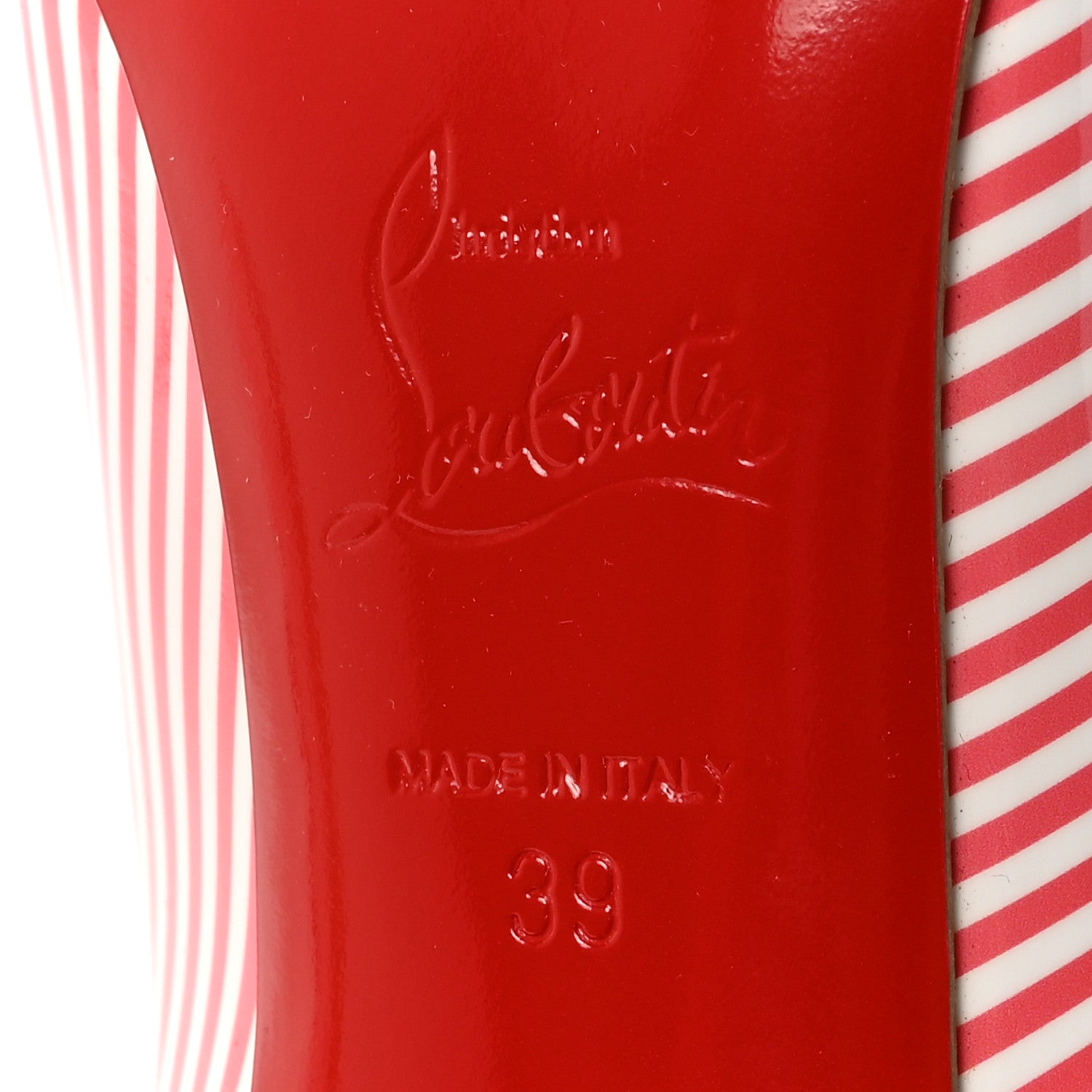 Christian Louboutin Patent Pigalle Follies Stripes 100 Pumps 39 Smoothie White 7 of 9
