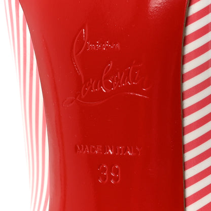 Christian Louboutin Patent Pigalle Follies Stripes 100 Pumps 39 Smoothie White 7 of 9