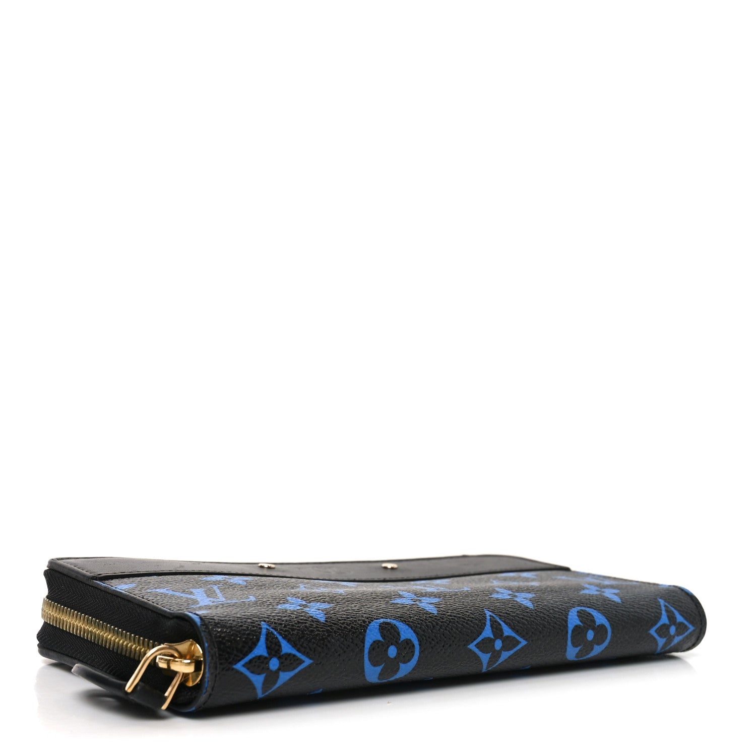 LOUIS VUITTON 長財布 ブラック/ブルー Louis Vuitton Calfskin Colored Monogram Zippy Wallet Blue Black