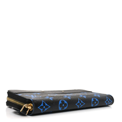 Louis Vuitton Calfskin Colored Monogram Zippy Wallet Blue Black 4 of 7
