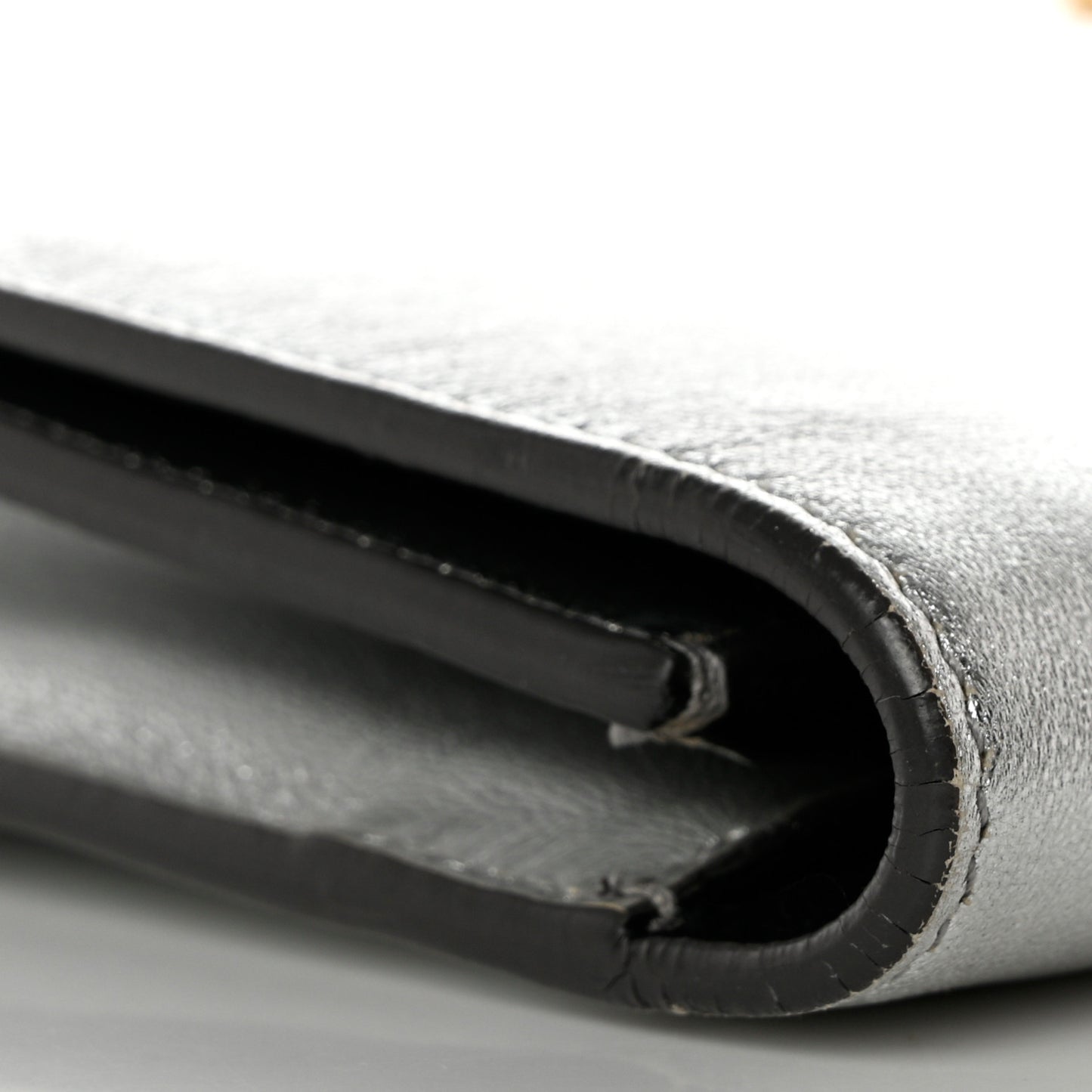 Metallic Calfskin Classic Monogram Cassandre Clutch Silver