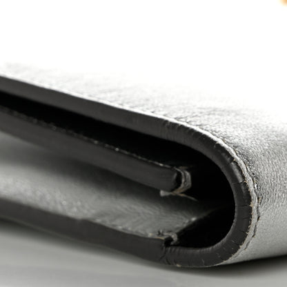 Saint Laurent Metallic Calfskin Classic Monogram Cassandre Clutch Silver 6 of 12