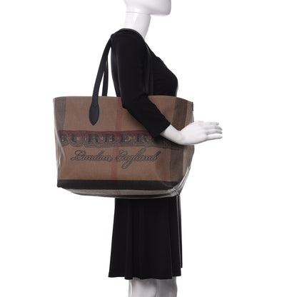 Burberry Coated Canvas Mega Check Medium Doodle Tote Black 2 of 9