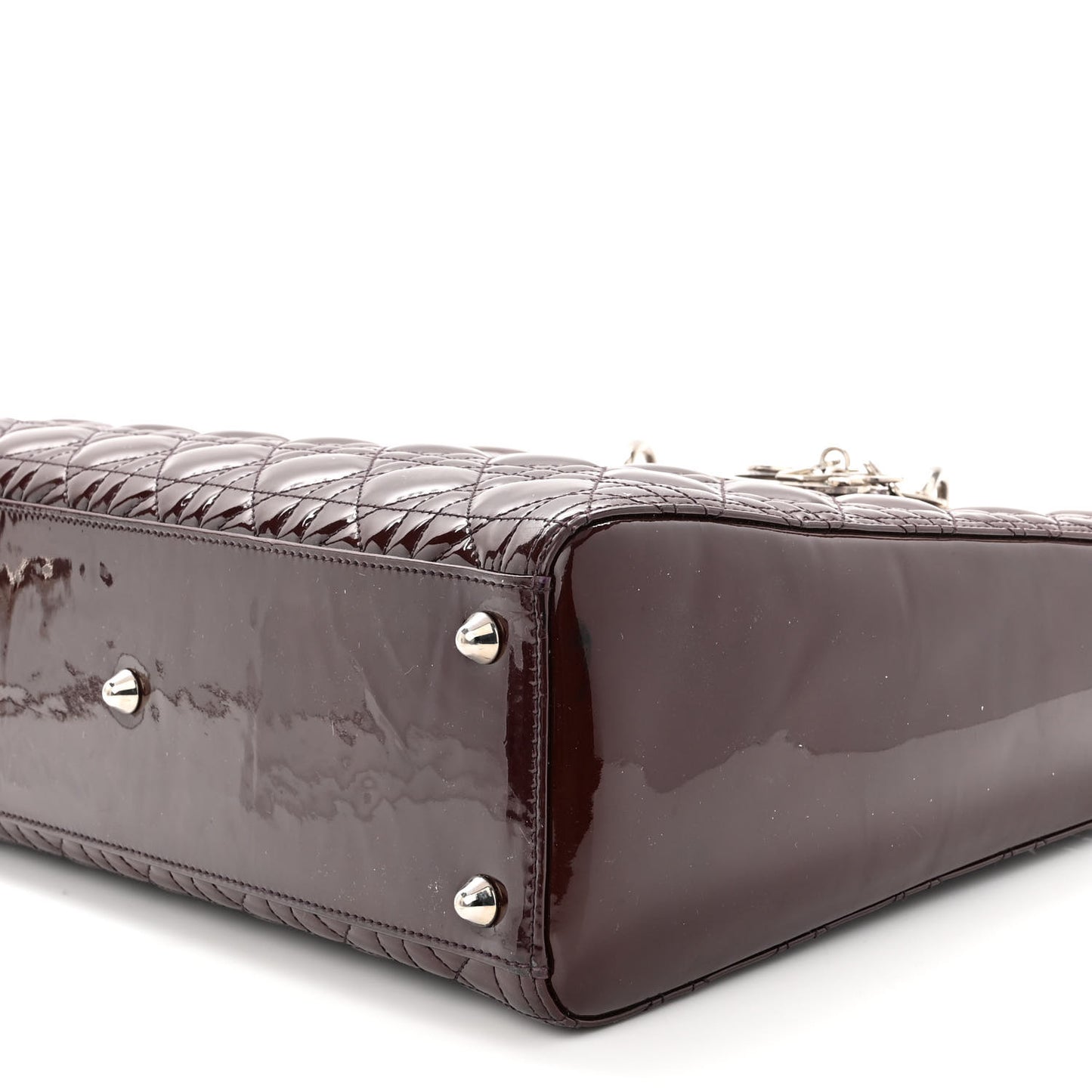 Patent Cannage Large Lady Dior Burgundy