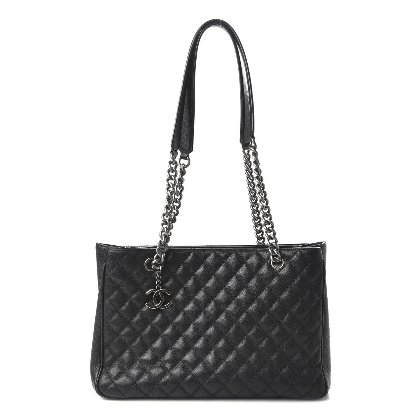 Caviar Quilted Medium Rock In Rome Tote Black