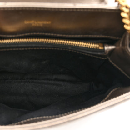 Saint Laurent Metallic Calfskin Y Quilted Monogram Small Loulou Chain Satchel Pewter 6 of 12