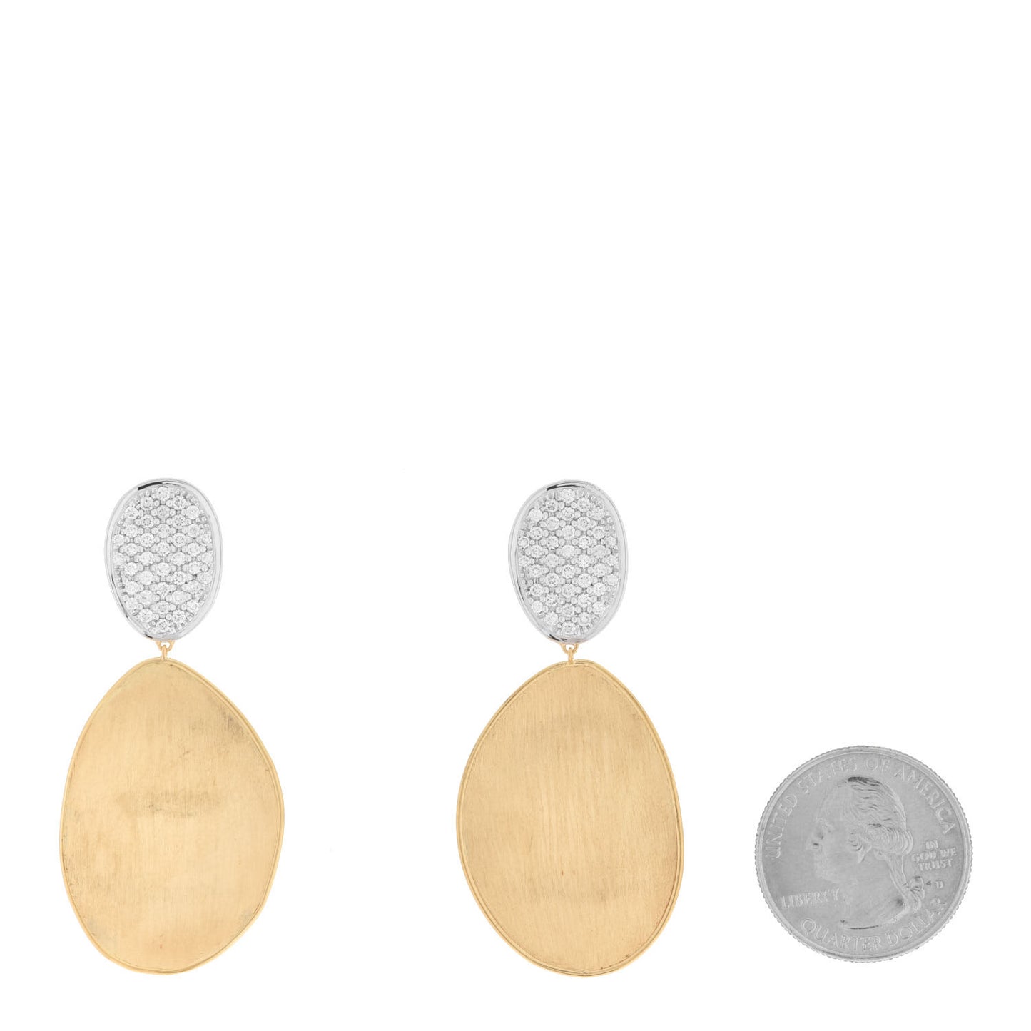18K Yellow Gold Diamond Medium Lunaria Drop Earrings