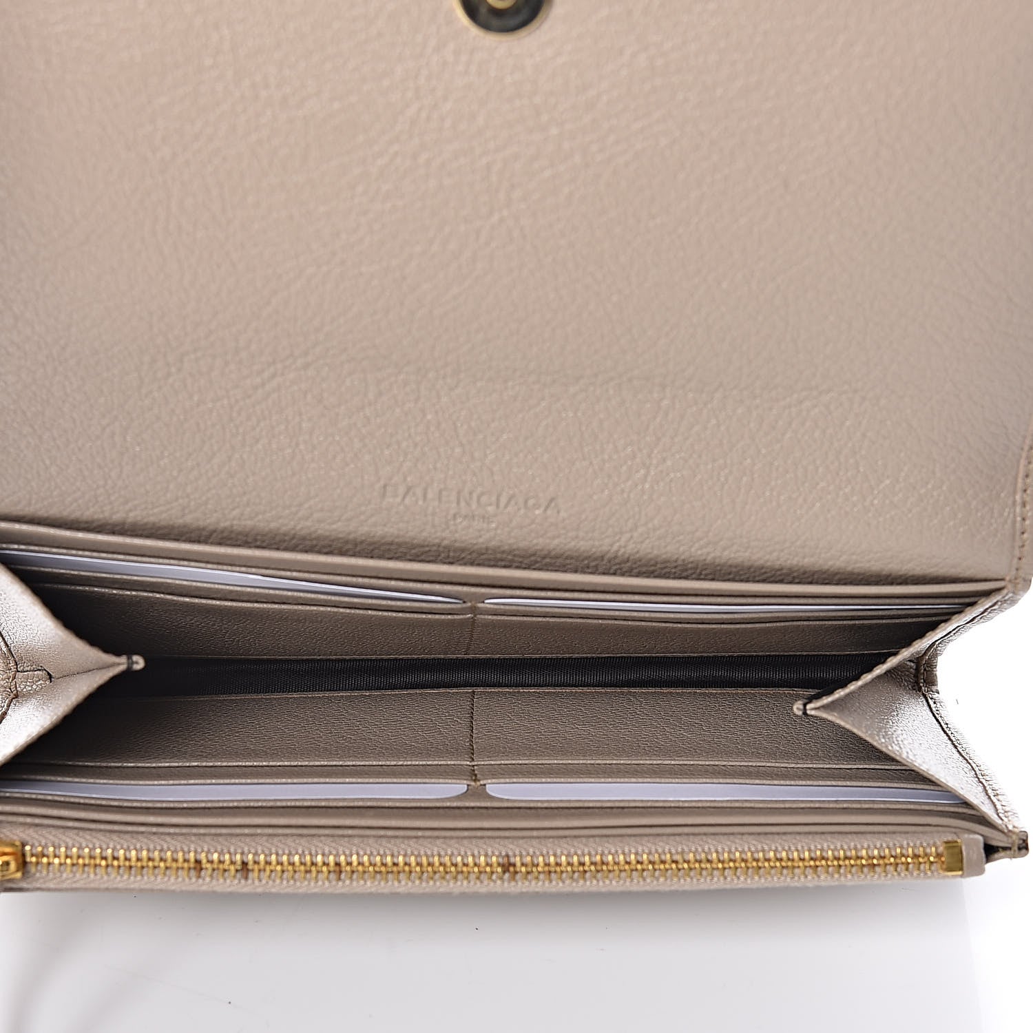 Balenciaga Chevre Gold Metallic Edge Hardware Money Wallet Gris Taupe 5 of 6