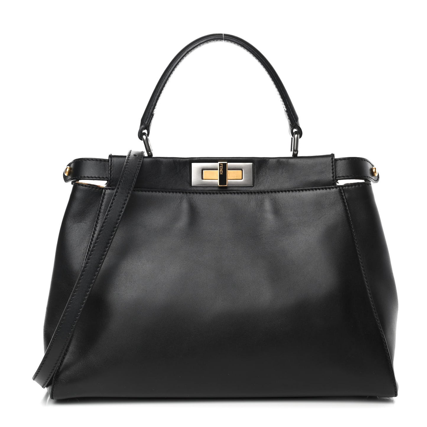 Calfskin Calf Hair Leopard Print Medium Peekaboo Iconic Satchel Black