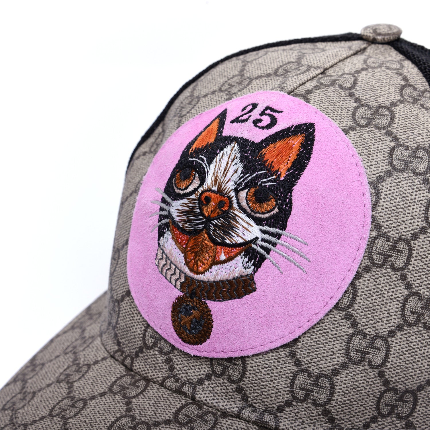 Gucci GG Supreme Monogram Bosco Patch Baseball Hat 59 Beige Malva 8 of 11