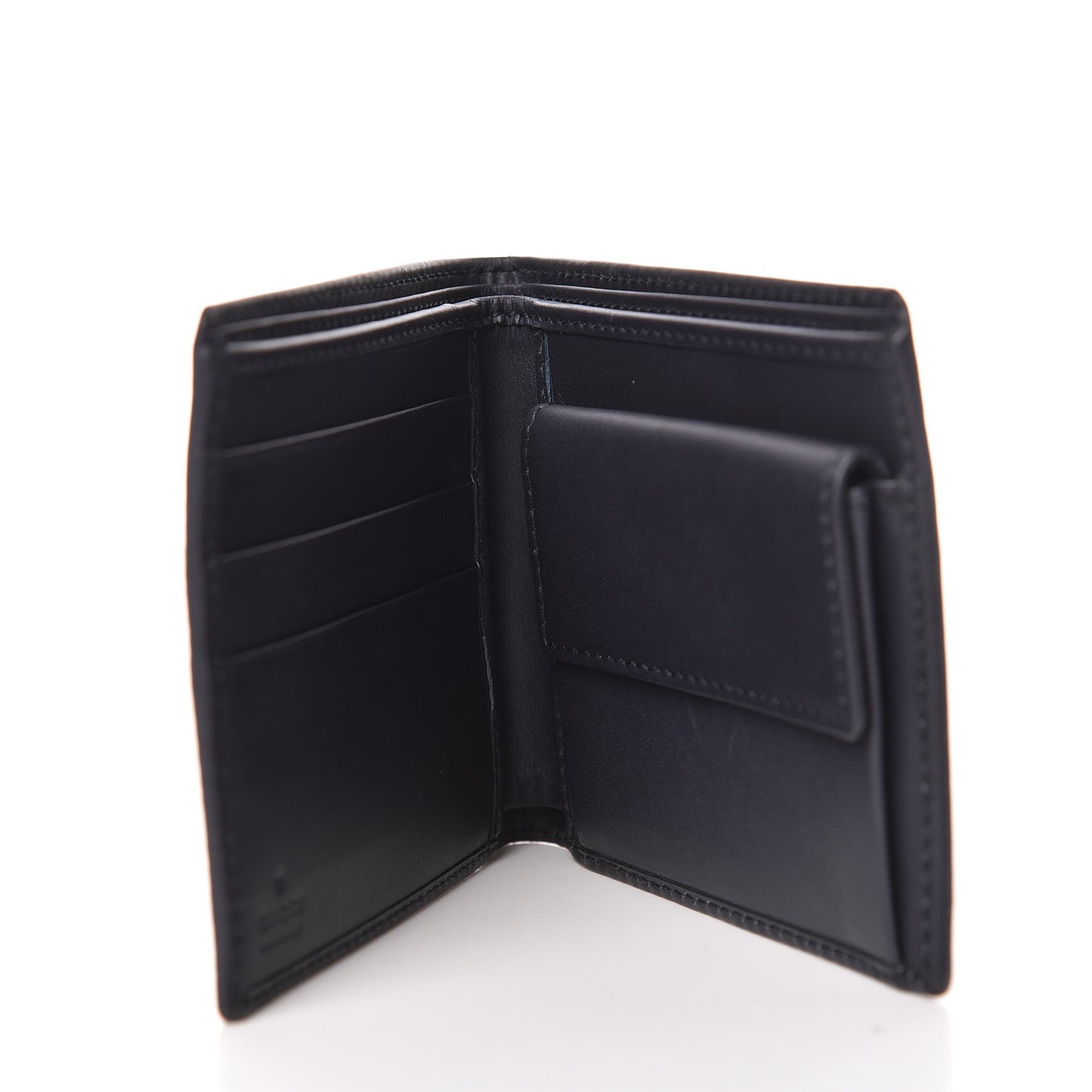 Calfskin Vintage Web Bi-Fold Wallet Navy