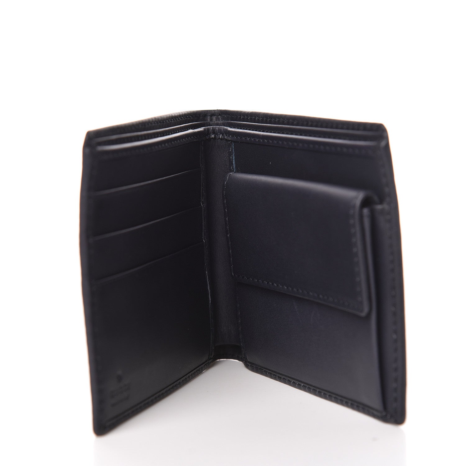 Gucci Calfskin Vintage Web Bi-Fold Wallet Navy 5 of 9